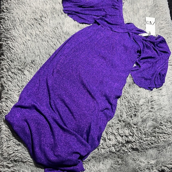 24.-🥰🥰ZARA Metallic Purple Cape Maxi Dress🥰🥰 - Picture 7 of 15